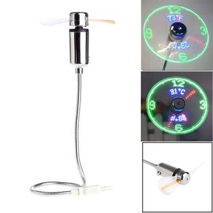 USB clock temperature flash fan led luminous fan mini fan USB clock temperature fan