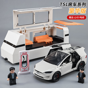 1:24 Tesla modelX RV alloy sound and light back force car model children's toy boy gift