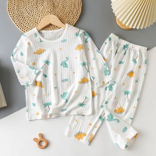 Children's Clothing Pure Cotton Children's Home Clothing Summer Thin Girls' Air-conditioning Clothing Cotton Boneless Baby Pajamas Boys' Air-conditioning Clothing