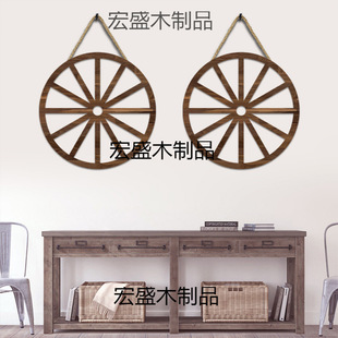 Wall Decoration Wall Hanging Vintage Wooden Wheel Decoration Bar Garage Wall Hanging Western Denim Parade Decoration
