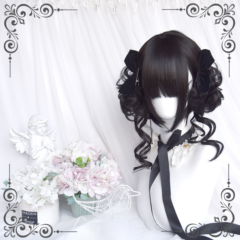 Natural-Looking Age-Reducing Double Ponytail Wig with Tiger Clip, Roman Curls, Lolita Style, New Daily Curly Short Hair for Women