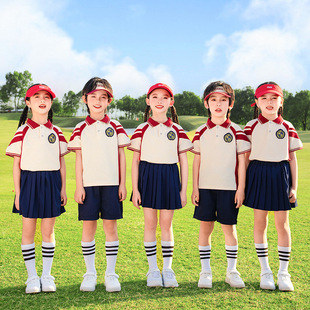 Primary School Students' School Uniform suit College Style Sports Graduation Class Uniform Summer Kindergarten Garden Uniform Children's Children's Performance Uniform
