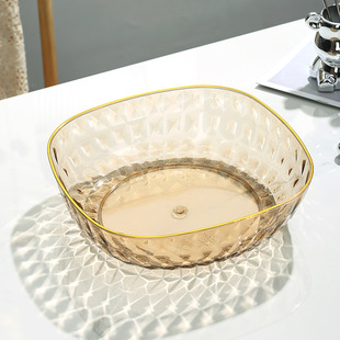 Light luxury transparent multi-color optional fruit plate bone dish golden edge high color value dried fruit plate fruit plate snack plate