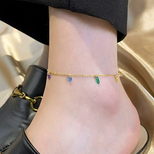 Titanium Steel Butterfly Tassel Bare Anklet Korean Style Women's Sexy Internet Celebrant Jewelry Simple Rose Gold Niche Design Trend