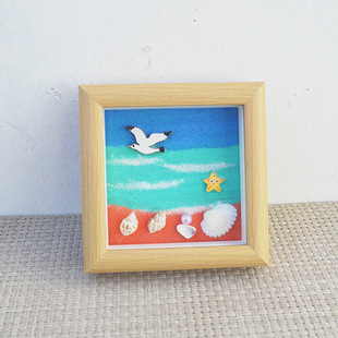 Natural Shell Conch Sea Star Photo Frame Handmade Birthday Gift Commemorative Mechanism Picture Frame Hollow Square Table
