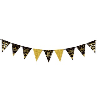 Cross-border new birthday decoration 18 birthday cake plug-in birthday party decoration flag