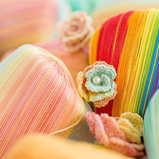 No. 3 Pearl Rainbow Lace gradient color cotton fine wool doll bouquet crochet cotton wholesale 50g
