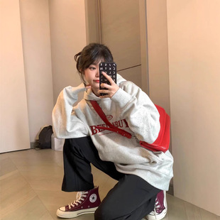 Korean Style Dawei fleece-lined Plus Fat plus size Sweatshirt Women's New Autumn and Winter Loose Slimming All-match Top