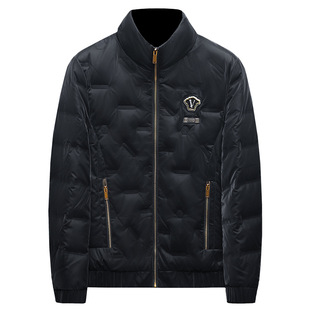 European station winter new men's stand collar glossy down jacket fashion trendy casual jacket 2302