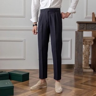 British Yuppie Pants Men's Niche Design Sense suit Pants Neapolitan Pants Sag Sense Light Luxury Men's Loosen Style
