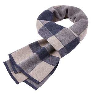 Plaid scarf 2024 new men's wool winter warm plaid European and American pure wool scarf wholesale