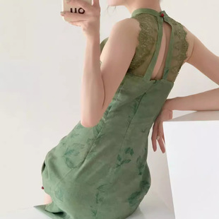 2024 Летнее ретро бело-зеленое улучшенное издание Новый китайский стиль cheongsam платье новое платье с талией