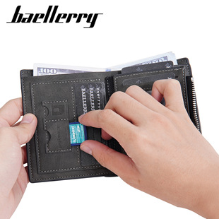 New Men's Wallet baellerry Short Business High Sense Contrast Color Wallet Zipper Cross-border Coin Purse for Men