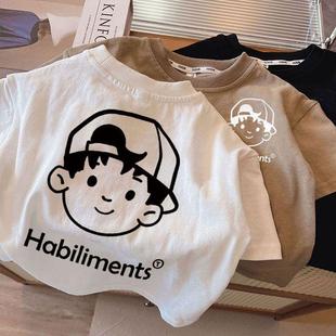 New Cotton Boys Short-sleeved T-shirt Summer Small and Medium-sized Children's Fashion All-match Hong Kong-style Children's Girls' Baby Jacket Half-sleeved T-shirt