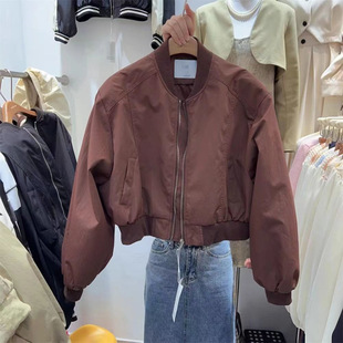 2024 Spring and Autumn New Korean Style Collar Casual Loose Short Baseball Suit Solid Color Student All-match Coat Women's Trendy