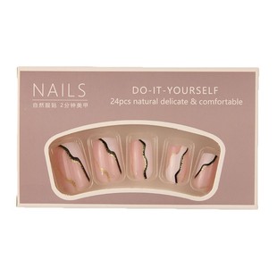 Europe and the United States fashion foreign trade wear nail gold powder contrast color nail nail hot girl flash fake nails 24 pieces of finished products wholesale