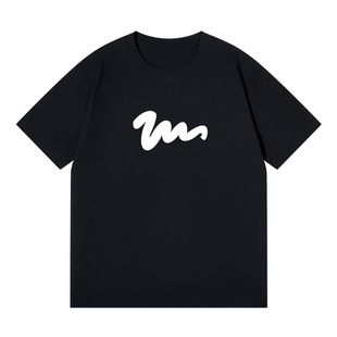 Internet Celebrity Same Style Heavy Pure Cotton Letter T-Shirt Women's Summer Mid-length Loose Slight Shoulder Slim-fit Short-sleeved Trendy Top