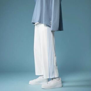 Student Trendy Sports Casual Pants Grey Fashion Trendy All-match Korean Style Pants Loose Drawstring-toe Trendy Pants