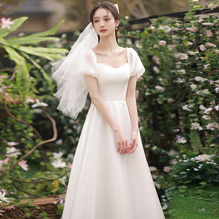 French Style Dress Light Wedding Dress 2023 New Arrival Bridal Mori Style Super Fairy Simple Outgoing Yarn Certificate Registration White Dress