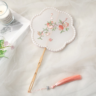 Chinese Antique Tassel Round Fan Embroidery Classical Hanfu Handmade Butterfly Fan Pomegranate Children's Round Fan Dance Fan