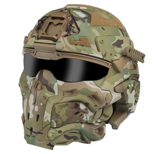 Tactical helmet built-in communication headset anti-fog fan replaceable lens W assault solid color camouflage helmet
