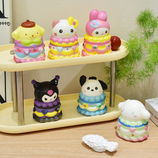 New Sanrio slow rebound cake pu material pinch music Kulomi decompression artifact doll ornaments wholesale