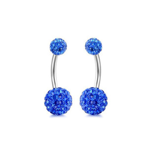 Cross-border hot sale F136 titanium alloy belly button nail Shambhala diamond ball external thread belly button ring G23 titanium puncture jewelry