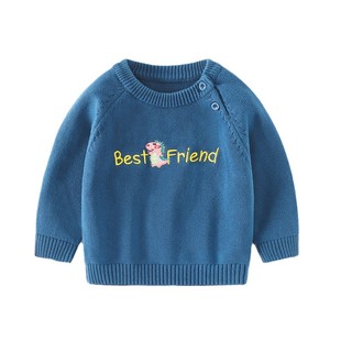 Cool Wa Mi Spring Осенний мальчик Корейский мультфильм медвежонок с круглым вырезом вязаный свитер