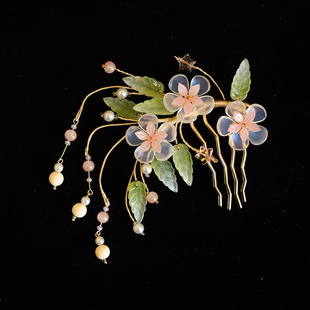 New Antique Hanfu Hair Accessories Headwear Tassel Ancient Glazed Flower suit Cheongsam Ancient Plug Hairpin Accessories