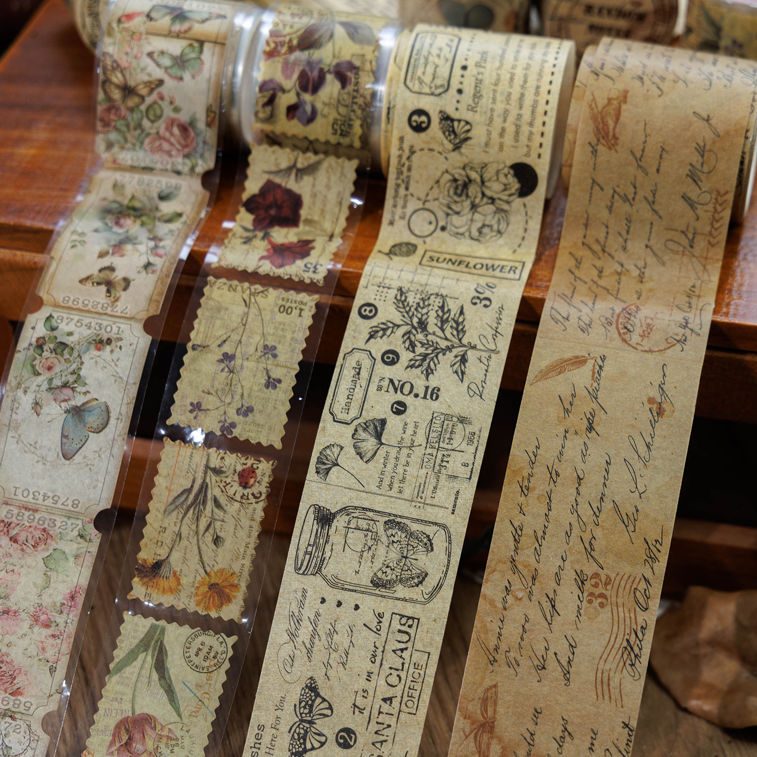 Cross-border ancient forest yesterday book series American retro and paper hand account tape waste decorative plant stickers