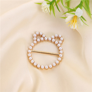 Cross-border Popular Metal Corner Knotted Buckle Pearl Diamond Corner Buckle High-end Silk Scarf Buckle Scarf Decorative Buckle