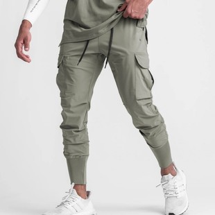 Cross-border Autumn Thin Ice Silk Leg Trousers Trendy Loose Large Size Multi-pocket Air Conditioning Pants Quick-drying Sports Pants