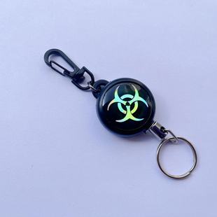 Retractable keychain easy pull buckle wire rope telescopic buckle anti-lost steal high elastic car keychain badge reel
