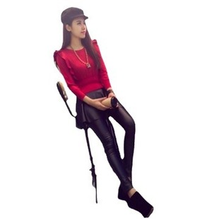 Factory direct Korean version of explosions women's imitation leather pleated fake two-piece skirt pants 200kg fat mm wear pants leggings