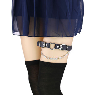 Amazon New Punk Style Trendy Heart-shaped Peach Heart Leg Guard Strap Garter Belt Fashion Chain Thigh Ring Leg Belt