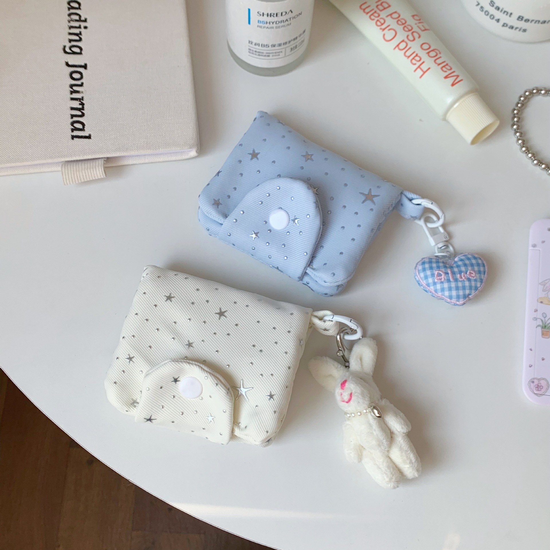 Dot Star Multi-Layer Card Holder Portable Earphone and Id Storage Card Holder for Traveling Multi-Functional Mini Coin Purse