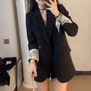 High-grade Suit Jacket Small 2025 New Korean-style Loose Casual Niche Lace Stitching Suit