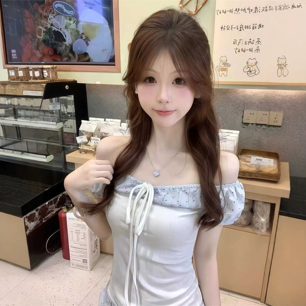 [In-Stock from Our Own Factory] French-Style Sweet and Spicy Ballet-Inspired Women's Summer Off-Shoulder Short-Sleeve T-Shirt Top