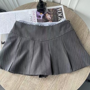 Spot high waist pleated skirt skirt women's autumn skirt academic style Korean solid color anti-light A- line skirt wholesale