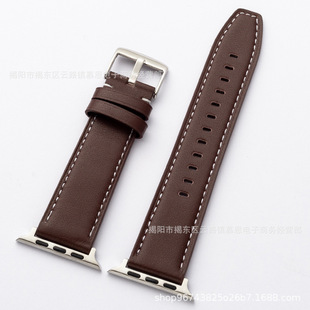 Suitable for Apple S10 Leather Strap Apple Watchs9 Strap Oil Edge Square Tail White Line Watch Strap Wholesale Spot