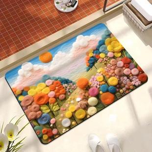 Cross-border three-dimensional flower floor mat non-slip quick-drying absorbent diatom mud floor mat household wear-resistant cashmere carpet wholesale
