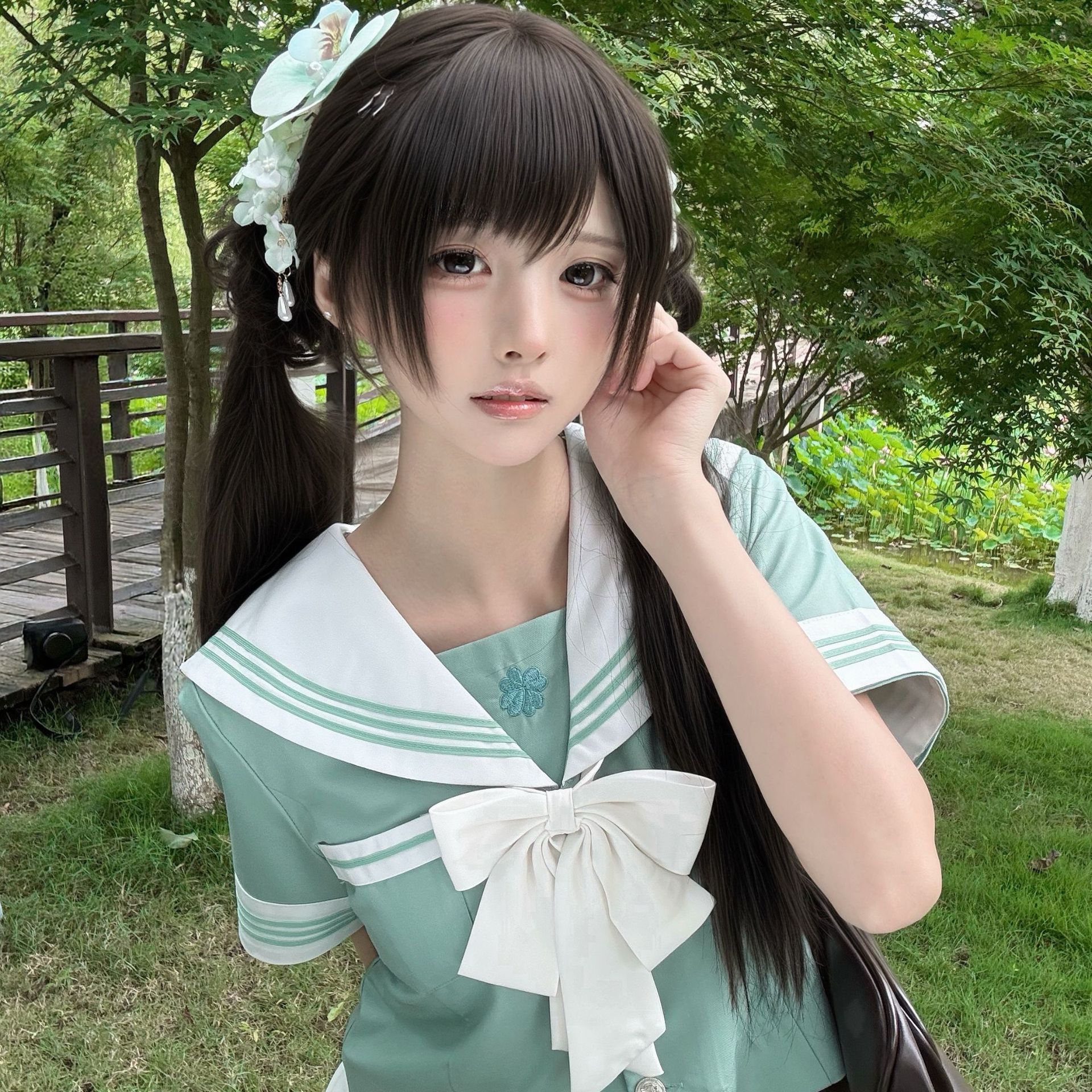 Original Jk Uniform Genuine Original Set, Long Skirt with Double-Breasted Basic Student Outfit, Complete Academy Sailor Uniform for Autumn