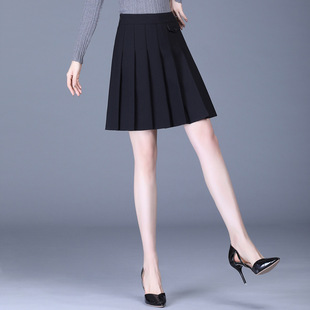 2023 Spring New Fashion Pleated Skirt Women's Hong Kong Flavor High Waist Solid Color Slim A- line Internet Celebrity Skirt