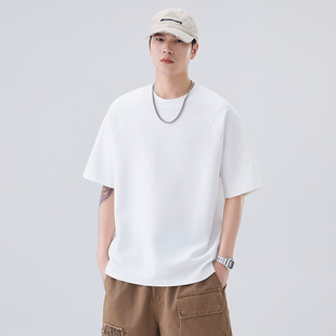 Hong Kong Style Solid Color Men's T-shirt Loose Trendy Brand Simple All-match Breathable Comfortable Short-sleeved Men's Summer Top