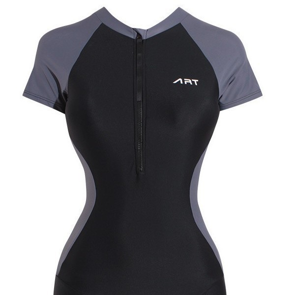 New Style Women's One-Piece Sports Conservative Swimsuit with Skirt, Student Hot Spring Swimwear, Manufacturer Wholesale, Solid Color Polyester