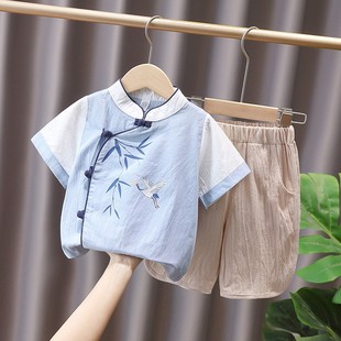 Children's Clothing Boys Hanfu Summer Thin Ancient Costume Two-piece Set Children's New Guoxue Ancient Style Childe Master Tang Suit