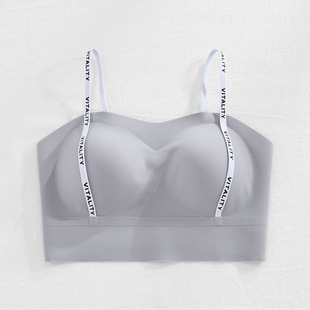 Spring New Arrival Ice Silk Traceless Beauty Back Underwear Women's Sling Belt Chest Pad Vest Inner Wearing Outer Wearing Bra No Steel Rings Movement