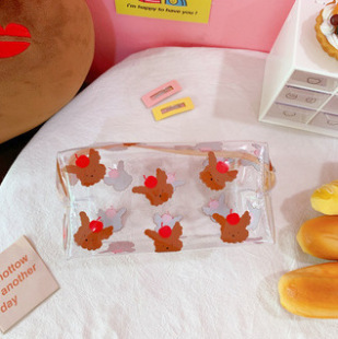 Japanese Style Creative Cartoon ins Internet Celebrity Transparent Large Capacity Cosmetic Bag Cute Girl Student Waterproof Storage Bag