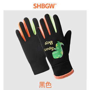 Winter Children's gloves men's and women's outdoor sports cycling skiing fleece-lined warm windproof cold-proof cute five-finger waterproof
