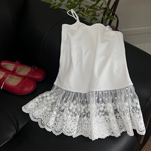 Spring and Autumn Women's Vest Sling Baby Stylish Children's Personality Trendy Korean Style Sweet Lace Lace Outer Wear Inner Wear